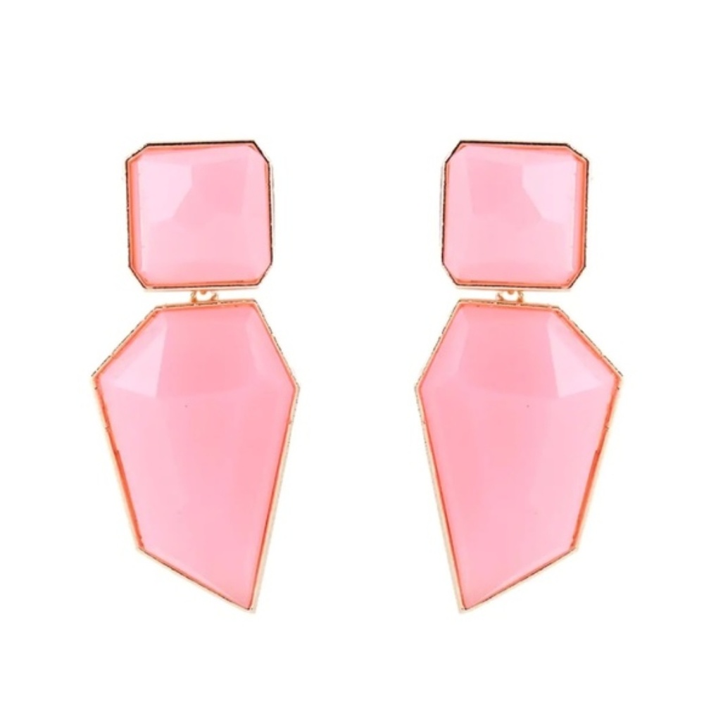ZOEY Pink Geo Gemstone Statement Earrings